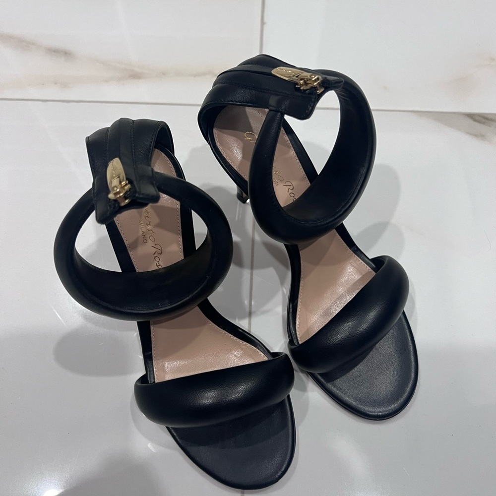 Gianvito Rossi Bijoux Puffy Napa Ankle-Cuff High-Heel Sandals